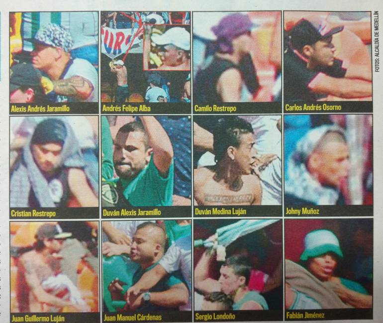 Hinchas sancionados por la Alcaldía de Medellín. 