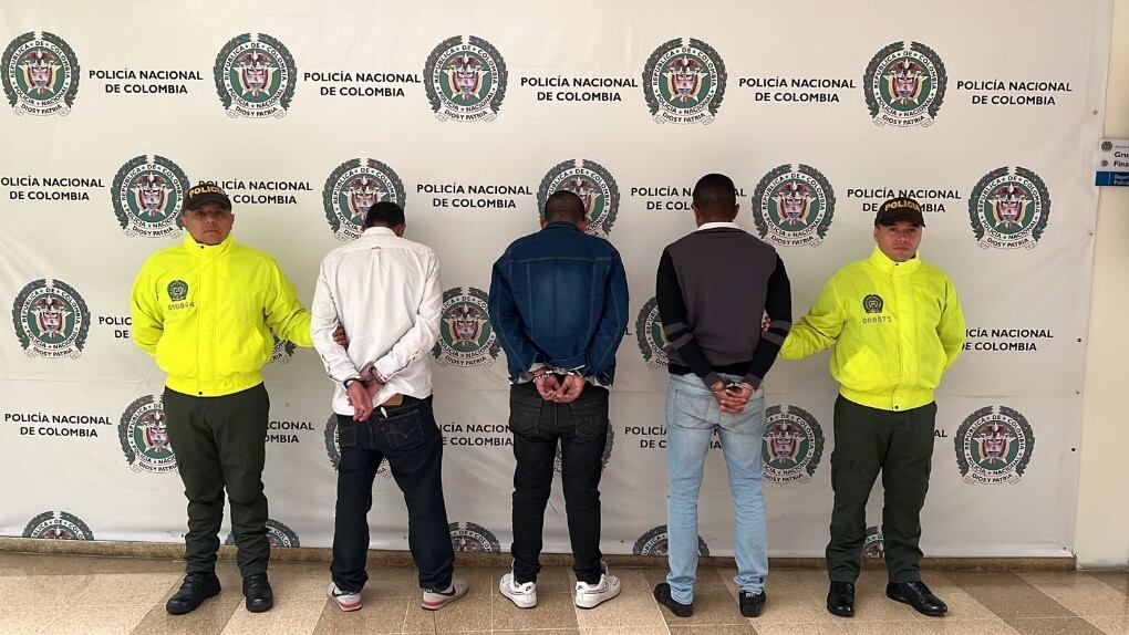 Capturados por cosquilleo en el centro de Armenia. Foto Cortesía Policía, Quindío