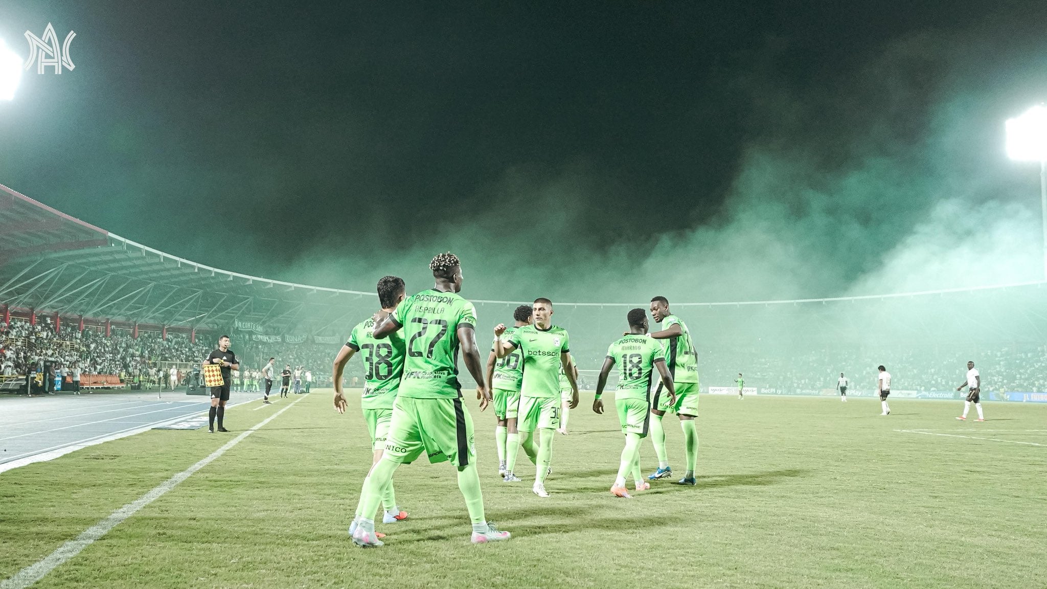 Los jugadores de Nacional celebran el gol de Juan Manuel Rengifo / Twitter: @nacionaloficial.