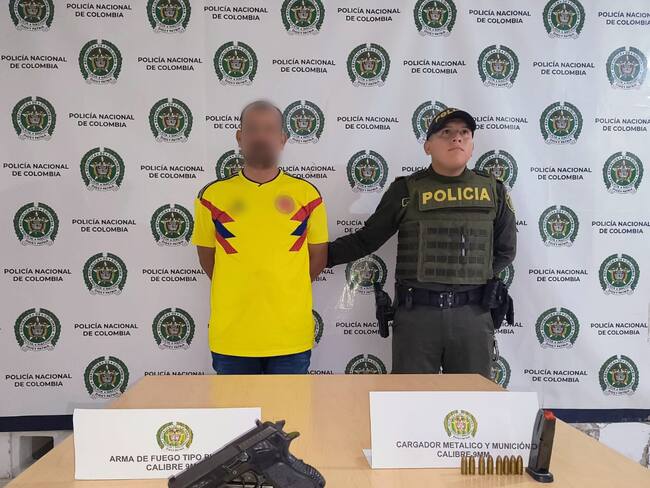 una pistola, marca Jericho, de fabricación israelí. Foto Policía Huila