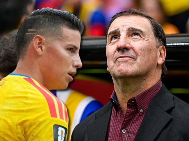 James Rodríguez y Néstor Lorenzo. Fotos: (Photo by Ercin Erturk/Anadolu via Getty Images) / (Photo by Indrawan Kumala/NurPhoto via Getty Images)