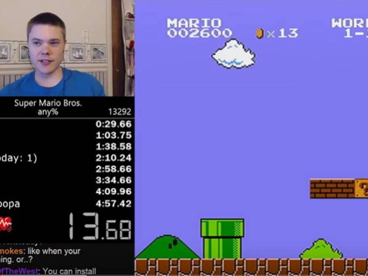 La reacción de un joven al estabelcer nuevo record en Mario Bross
