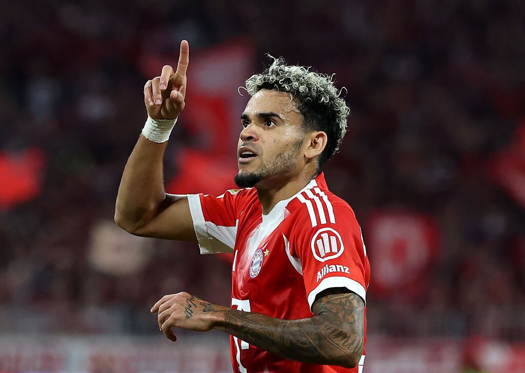 Luis Diaz celebrando su segundo gol con el Bayern Munich / Getty Images