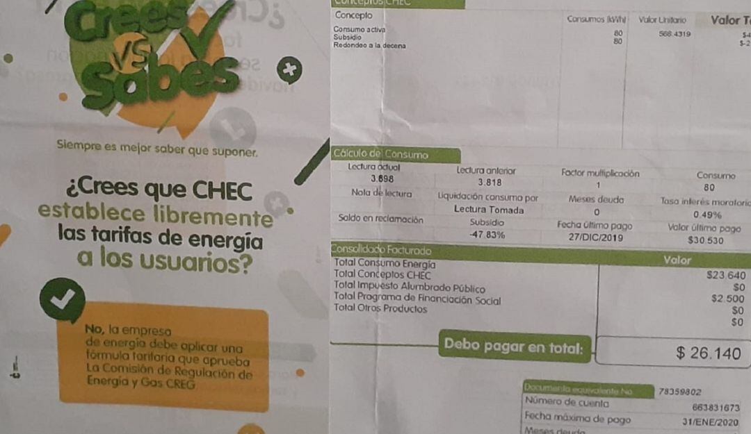 Subsidio para factura de energía