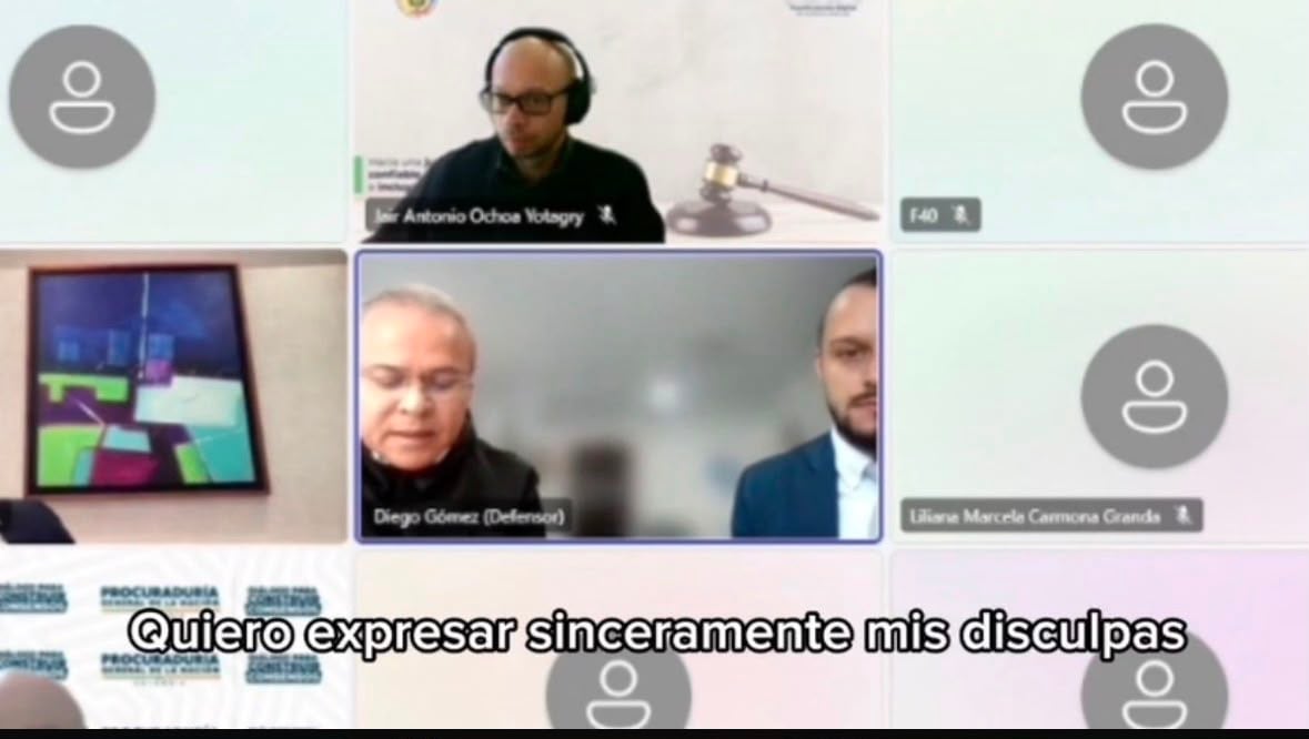 Captura pantalla de audiencia en que se pidió perdón por entramado ilegal.
