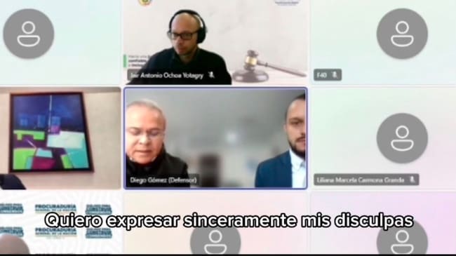 Captura pantalla de audiencia en que se pidió perdón por entramado ilegal.