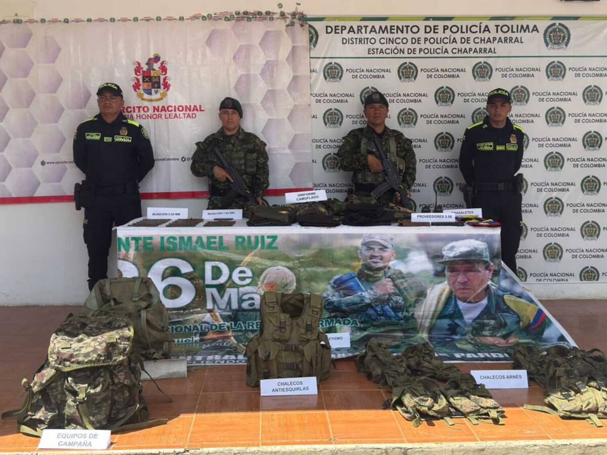 Descubren un depósito ilegal del frente Ismael Ruiz de las disidencias de las Farc en el Tolima
