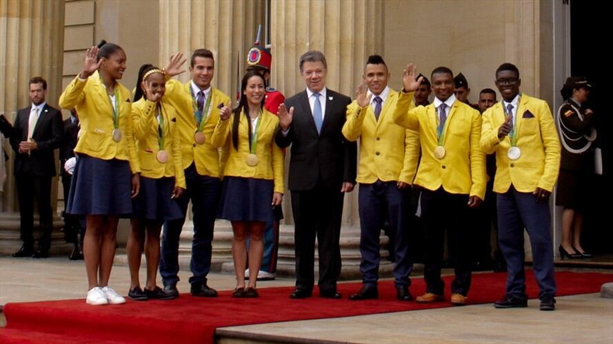 El presidente de la República, Juan Manuel Santos, recibió a los medallistas olímpicos de los Juegos Olímpicos de Río 2016. Foto: Colprensa