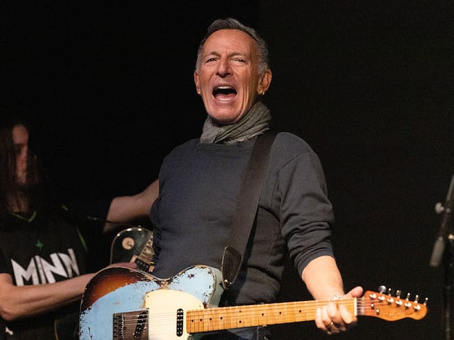 MINNEAPOLIS, MN. - JANUARY 2026: Bruce Springsteen performs the song "The Ghost of Tom Joad" with Tom Morello(not pictured) during the Defend Minnesota! benefit concert at First Avenue in Minneapolis, Minn. on Friday, January 30, 2026. The Defend Minnesota! protest concert denouncing ICE(Immigration and Customs Enforcement) and the federal Operation Metro Surge immigration operation in the Twin Cities, was organized by Tom Morello of Rage Against the Machine, who also performed. All the profits from the concert are being donated to the families of Renee Good and Alex Pretti, who were shot and killed by federal agents in Minneapolis during Operation Metro Surge. (Photo by Alex Kormann/The Minnesota Star Tribune via Getty Images)