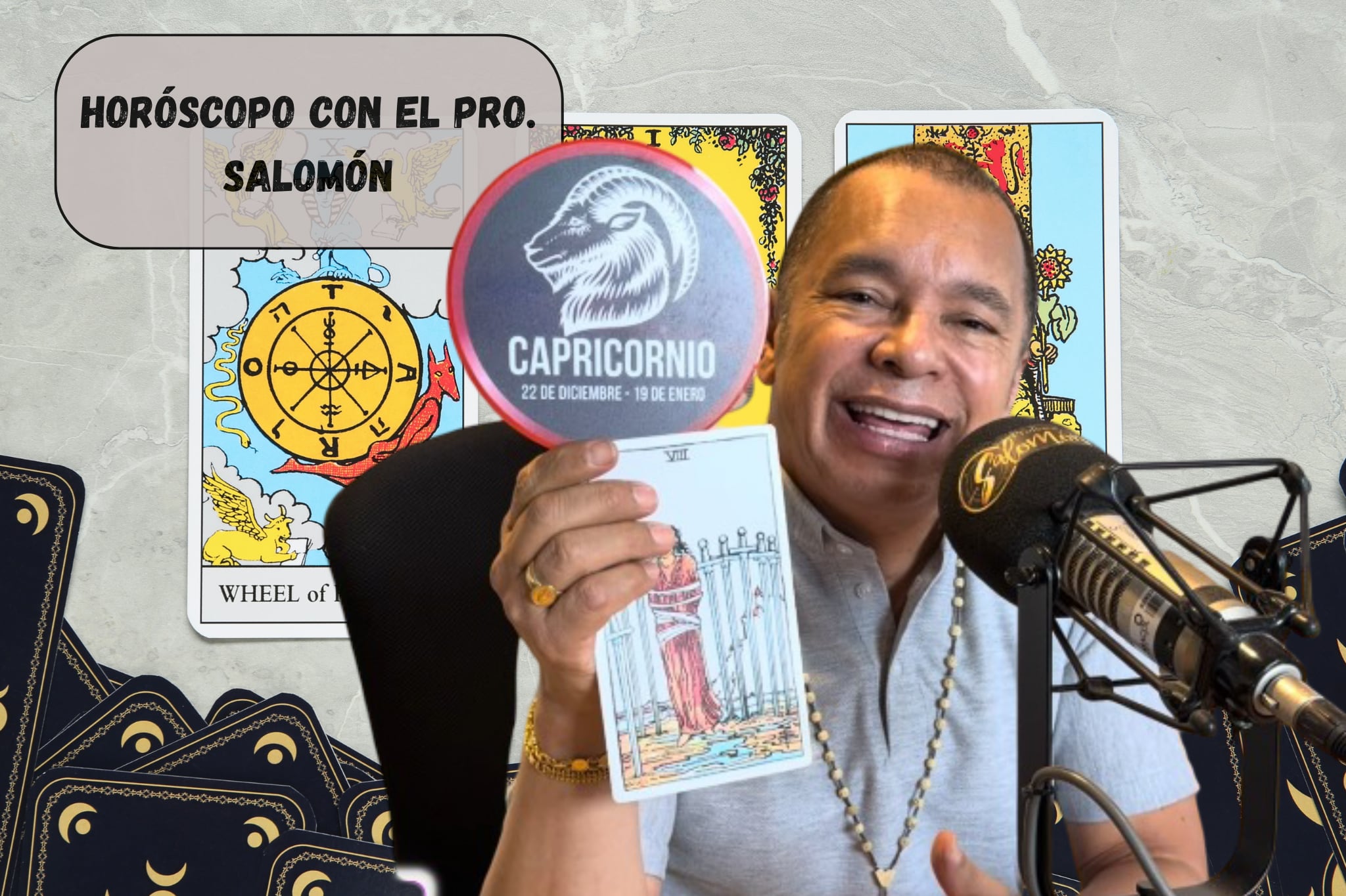 Él es el profesor Salomón, experto en la lectura del Horóscopo y el Tarot (Crédito: Profesor Salomón - Youtube) // De fondo: Imagen ilustrativa del tarot (Crédito: Liudmila Chernetska)