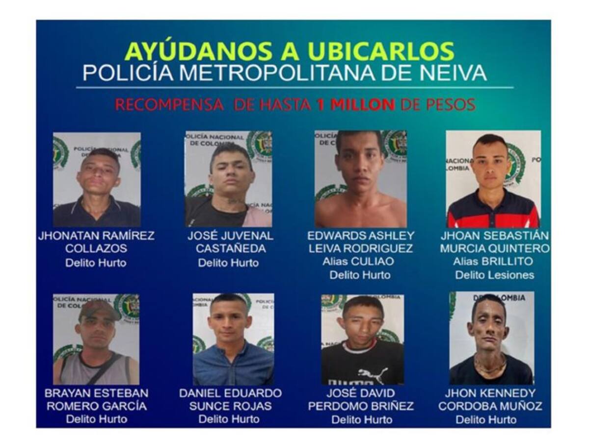 Un millón de pesos de recompensa por prófugos de CAI en Neiva