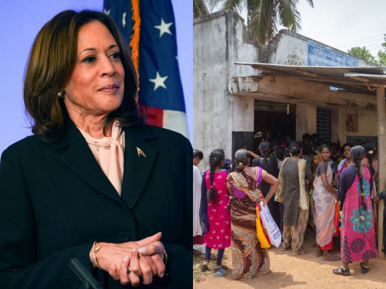 Kamala Harris y aldea Thulasendrapuram en India/ Getty Images
