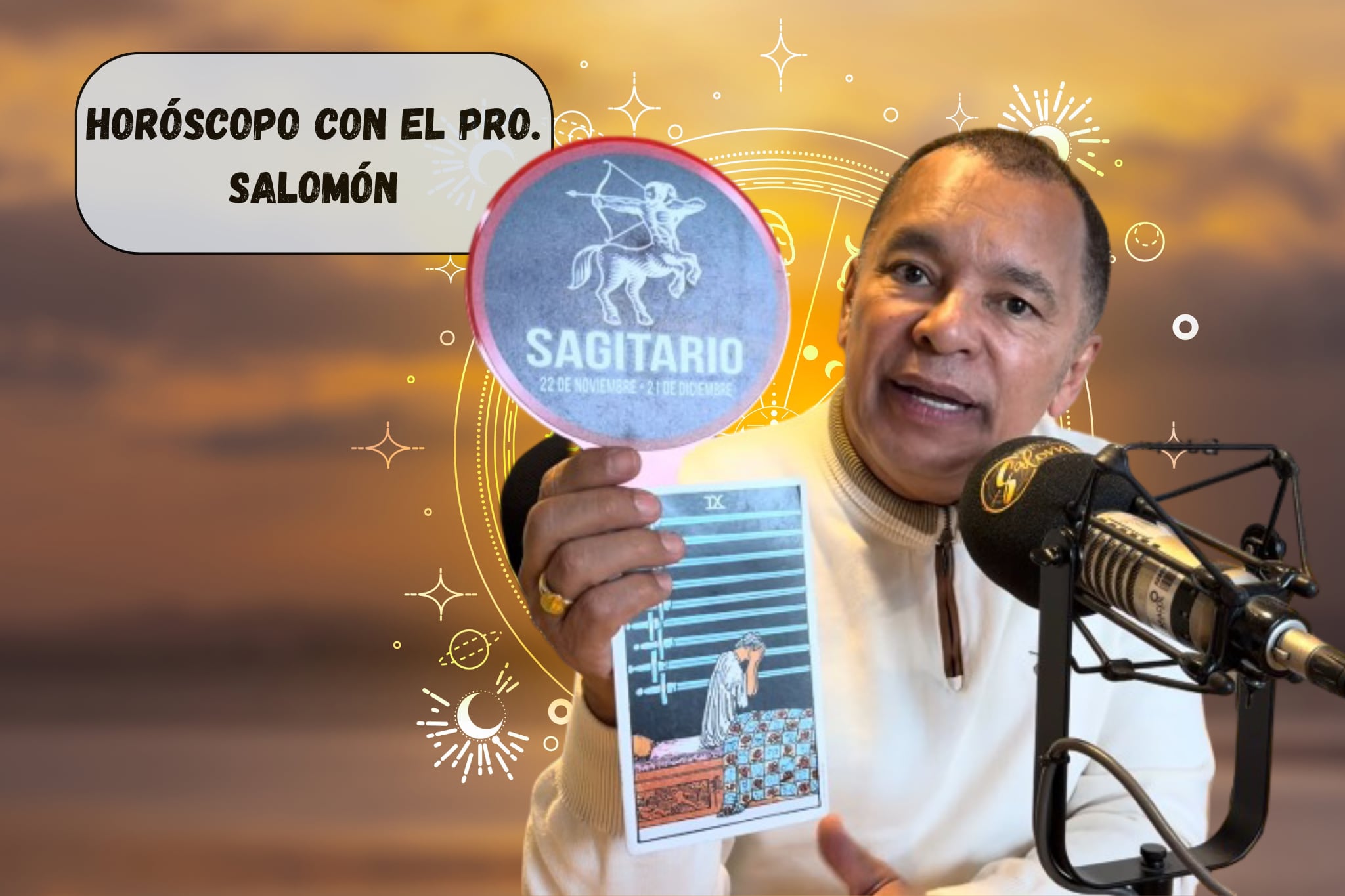 Él es el profesor Salomón, experto en la lectura del Horóscopo y el Tarot (Crédito: Profesor Salomón - Youtube) // De fondo: Imagen ilustrativa del horóscopo (crédito: Surasak Suwanmake)