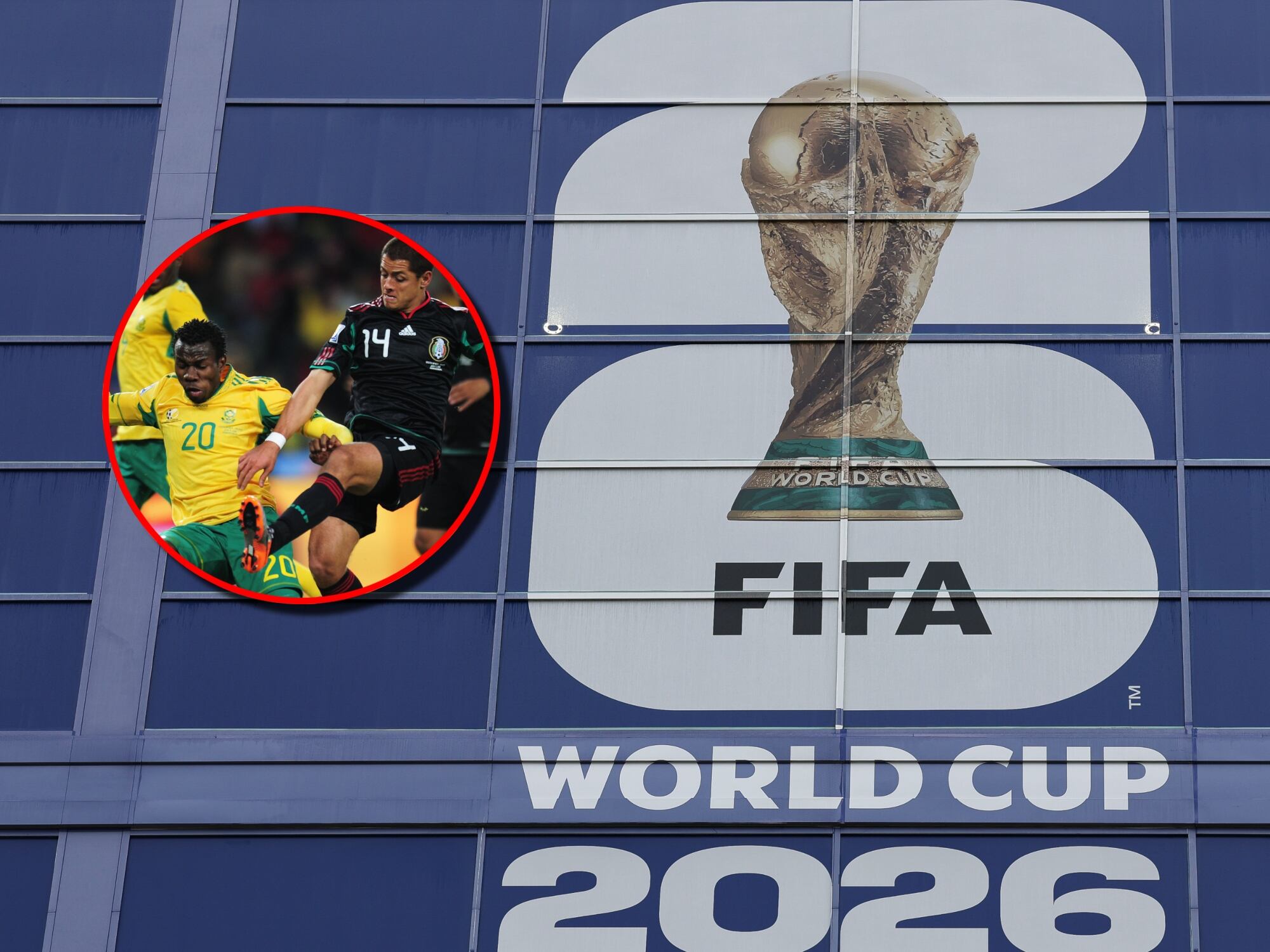 Sudáfrica vs. México. Logo del Mundial 2026. Fotos: Getty Images.