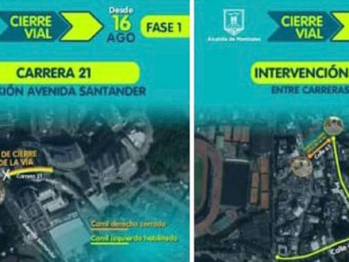 Este martes y miércoles se tendrán cierres en algunas vías de Manizales