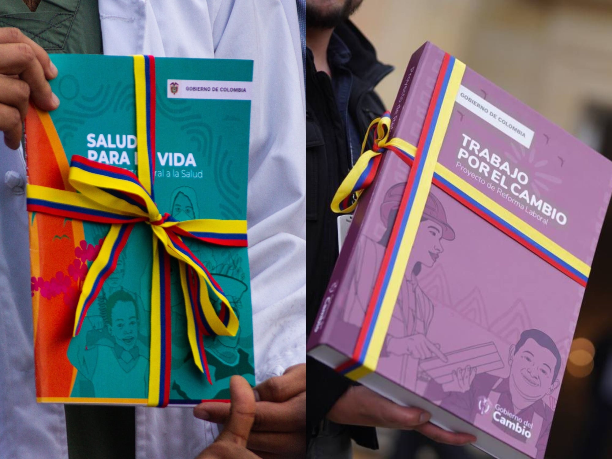 Textos de la reforma a la salud y reforma laboral. Fotos: Suministradas.