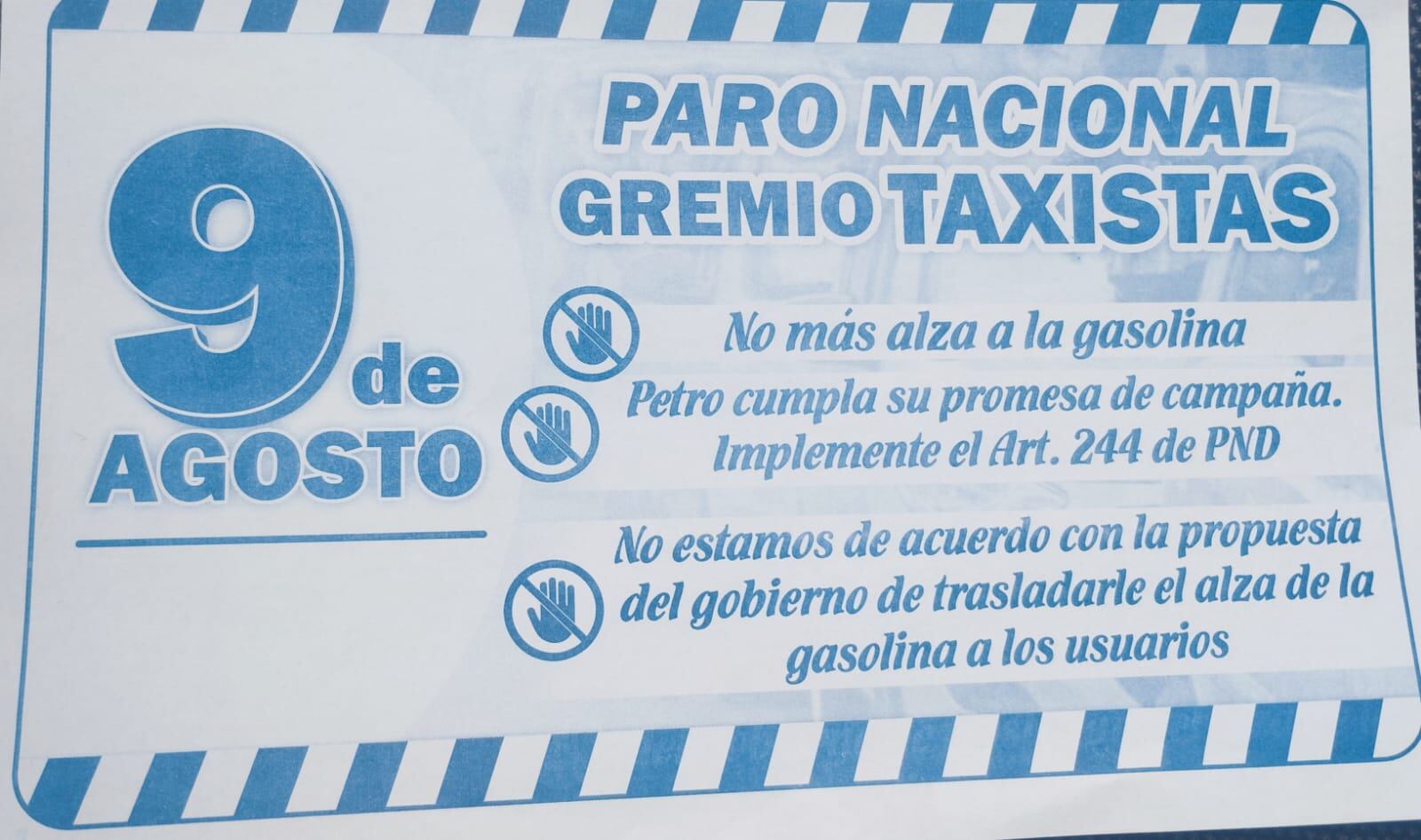 Algunos taxistas de Bucaramanga anunciaron un paro el 9 de agosto de 2023