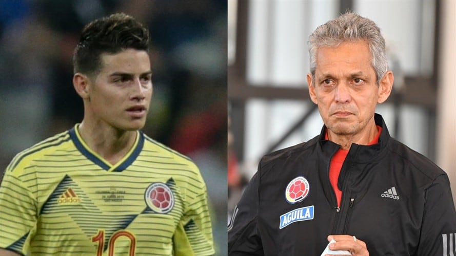 James Rodríguez y el antiguo técnico de la Selección Colombia, Reinaldo Rueda. Foto: Colprensa - Diego Pineda / Cortesía FCF