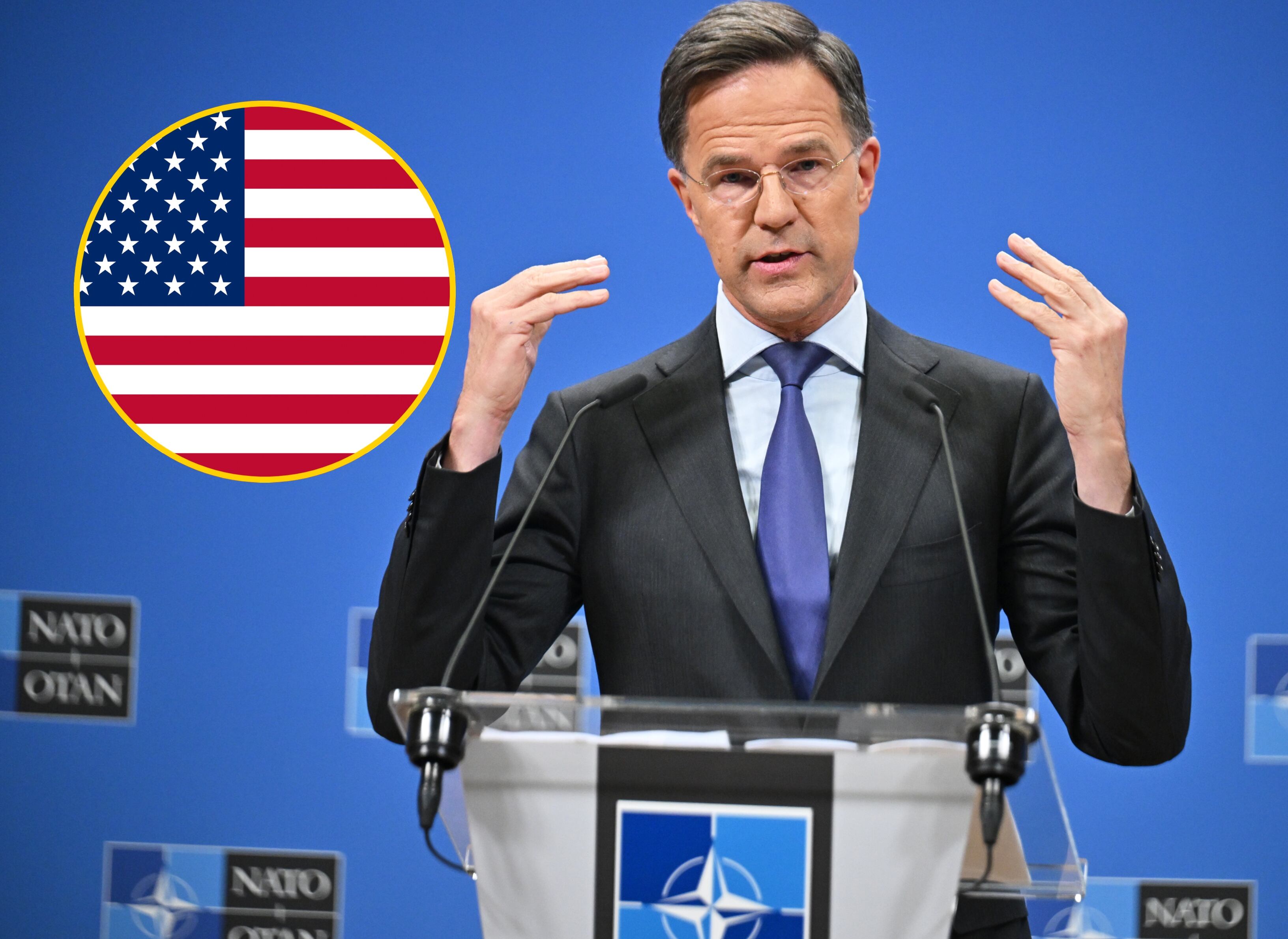 Secretario general de la OTAN, Mark Rutte en conferencia de prensa en la sede en Bruselas, Bélgica. FOTO: Dursun Aydemir/Anadolu via Getty Images