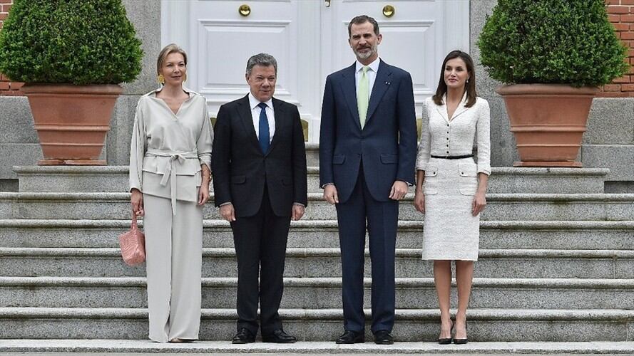 Ayer lunes 14 de mayo, el presidente Juan Manuel Santos y su esposa Maria Clemencia se despidieron de España y de su gira por Europa. Foto: Colprensa