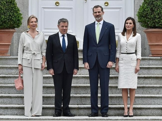 Ayer lunes 14 de mayo, el presidente Juan Manuel Santos y su esposa Maria Clemencia se despidieron de España y de su gira por Europa. Foto: Colprensa