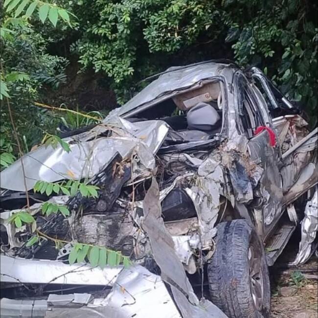 Se transportaban en compañia de otras tres personas quienes resultaron heridas cuando la camioneta se sale de la via y caé a un abismo.