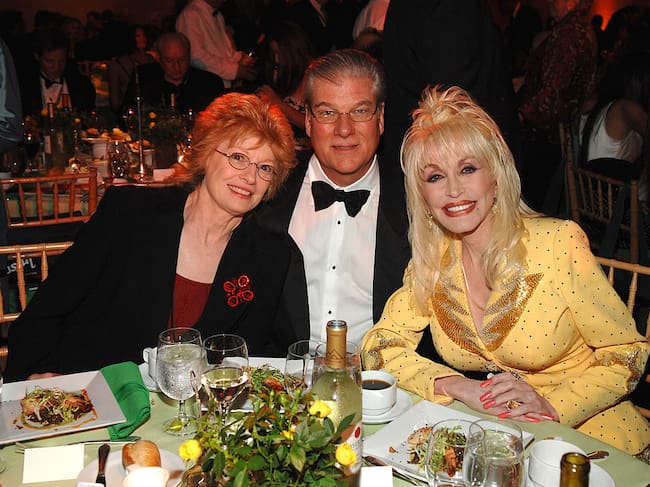 Steve Buckingham (center) Dolly Parton, and guest during 38th Annual Songwriters Hall of Fame Ceremony - Cocktails and Backstage at Marriott Marquis in New York City, New York, United States. (Photo by L. Busacca/WireImage for Songwriter's Hall of Fame)