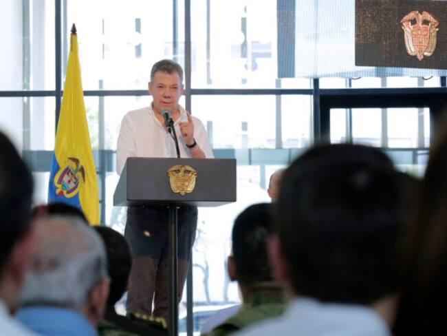 Juan Manuel Santos durante la entrega del Búnker de la Fiscalía en Cúcuta