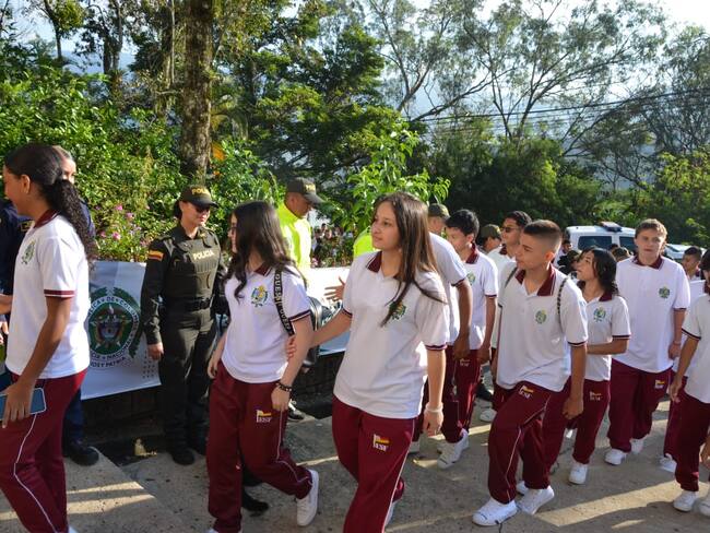 Regreso a clases en Antioquia. Foto: Policía Antioquia