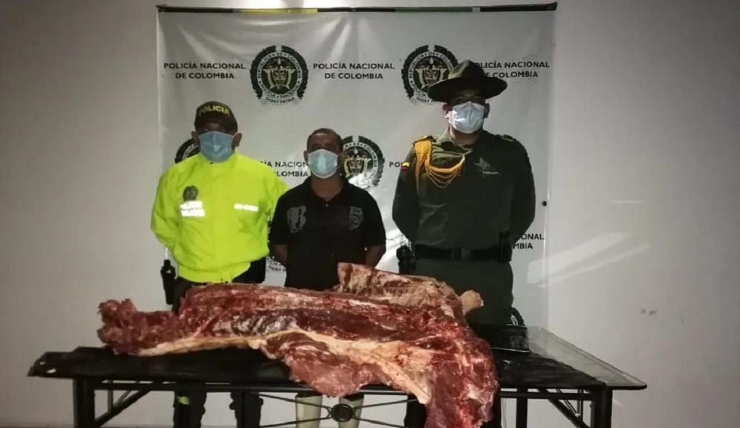 El capturado en el matadero clandestino en Santo Tomás.