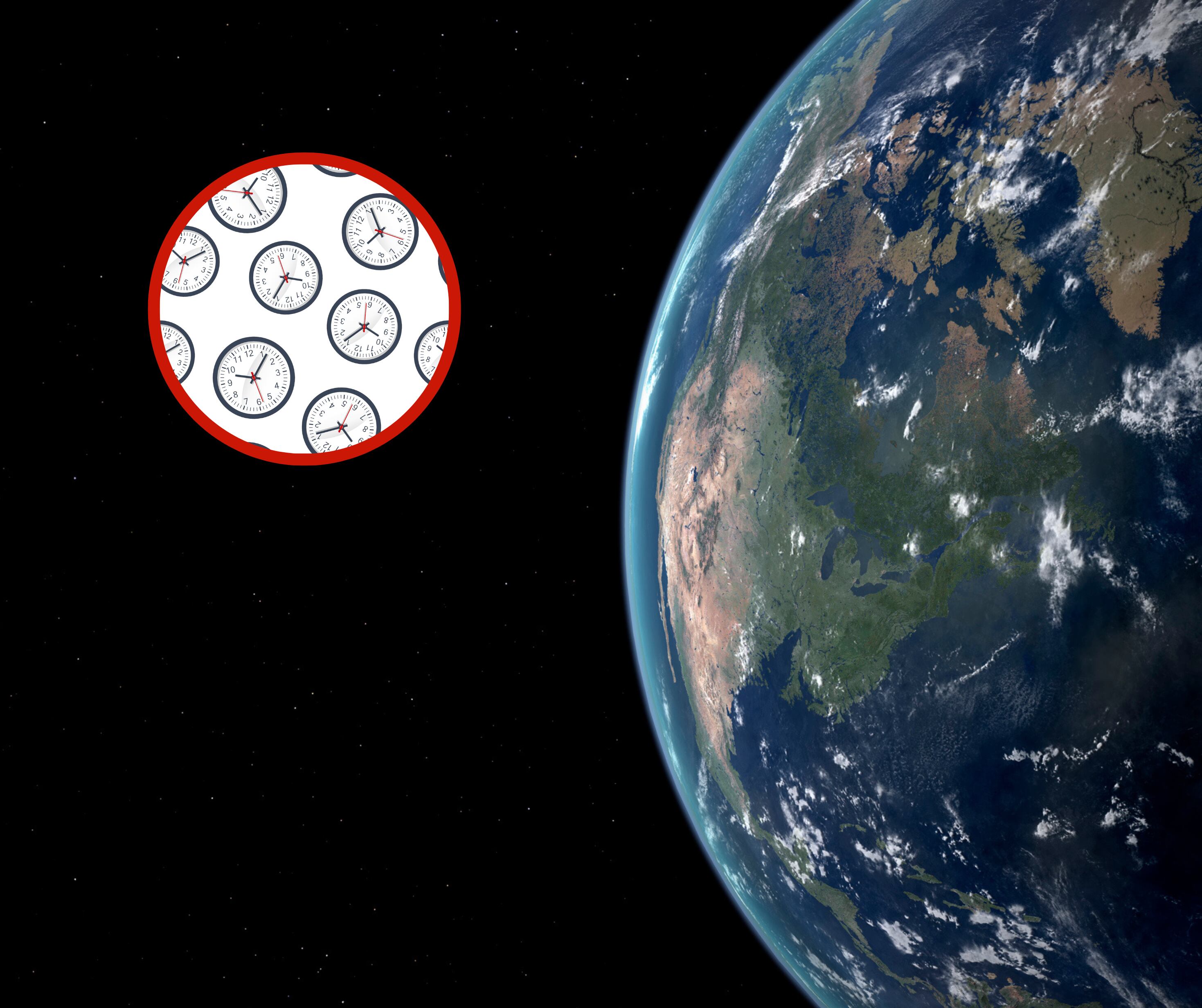 Planeta Tierra junto a varios relojes (Fotos vía Getty Images)