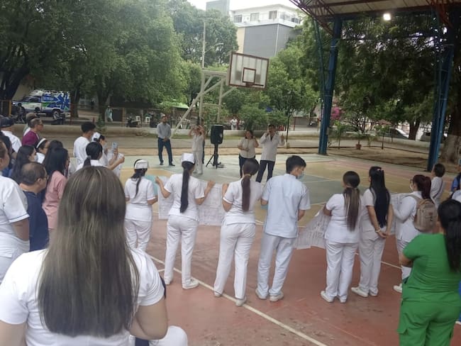Protesta trabajadores Clínica Santa Ana en Cúcuta / Foto: Cortesía