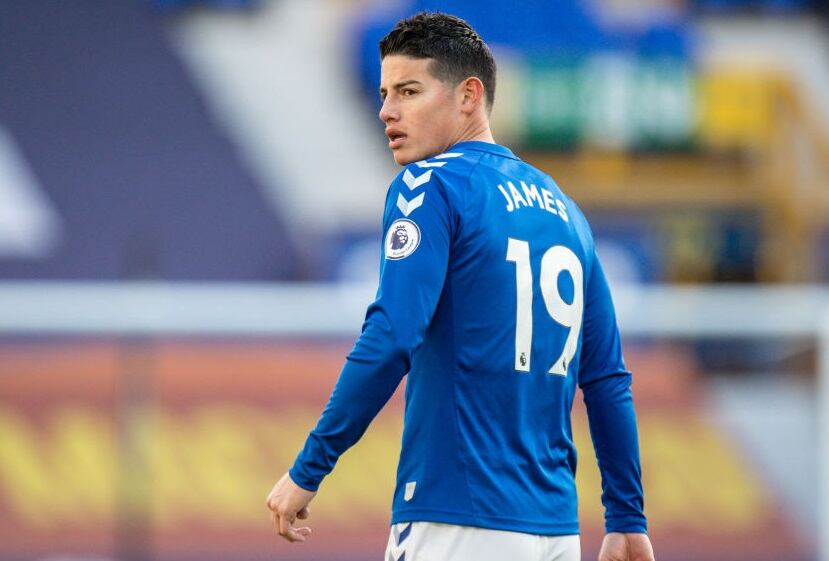 James Rodríguez durante su paso por el Everton (Photo by Sebastian Frej/MB Media/Getty Images)