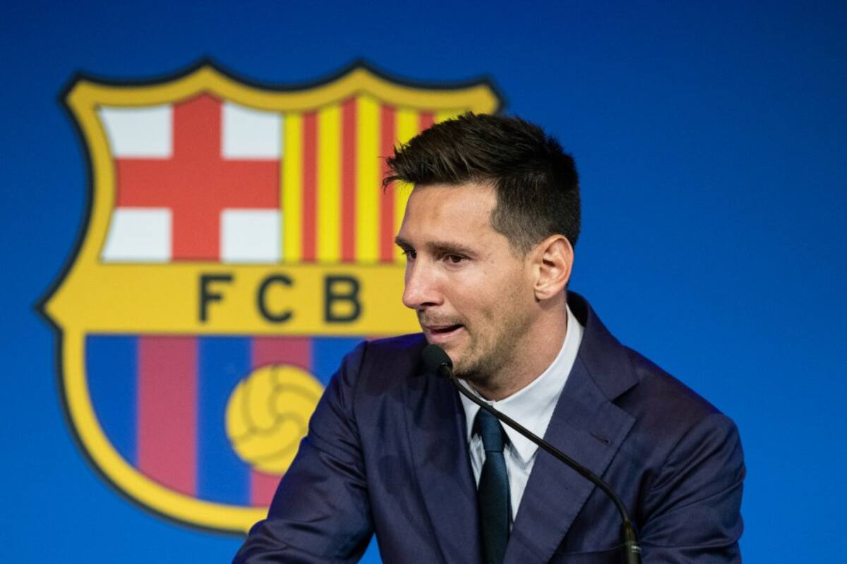 Lionel Messi en su despedida del Barcelona