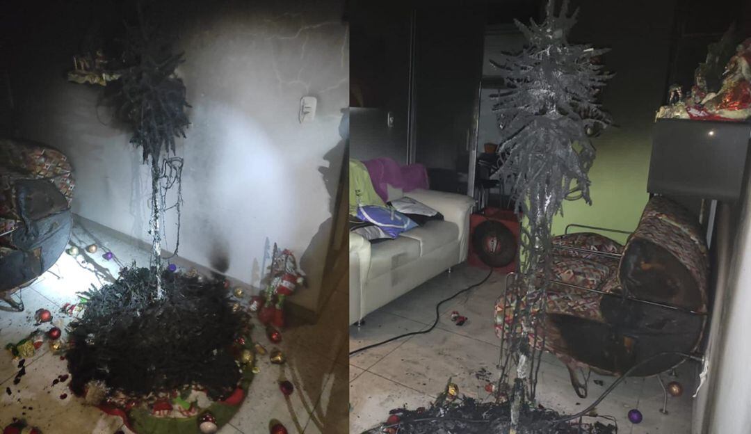 Incendio por cortocircuito de una extensión de luces navideñas