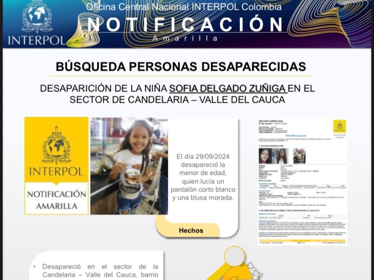 Interpol emite circular amarilla para búsqueda de niña desaparecida en Candelaria