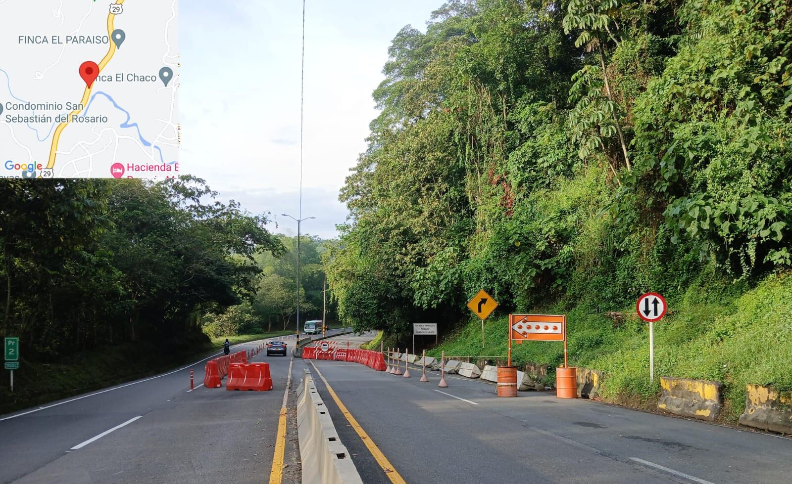 El puente El Rosario fue cerrado en septiembre de 2023 y está ubicado sentido Manizales - Chinchiná. Foto suministrada.