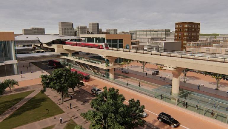 Imagen informativa sobre cómo sería el metro elevado en Bogotá.