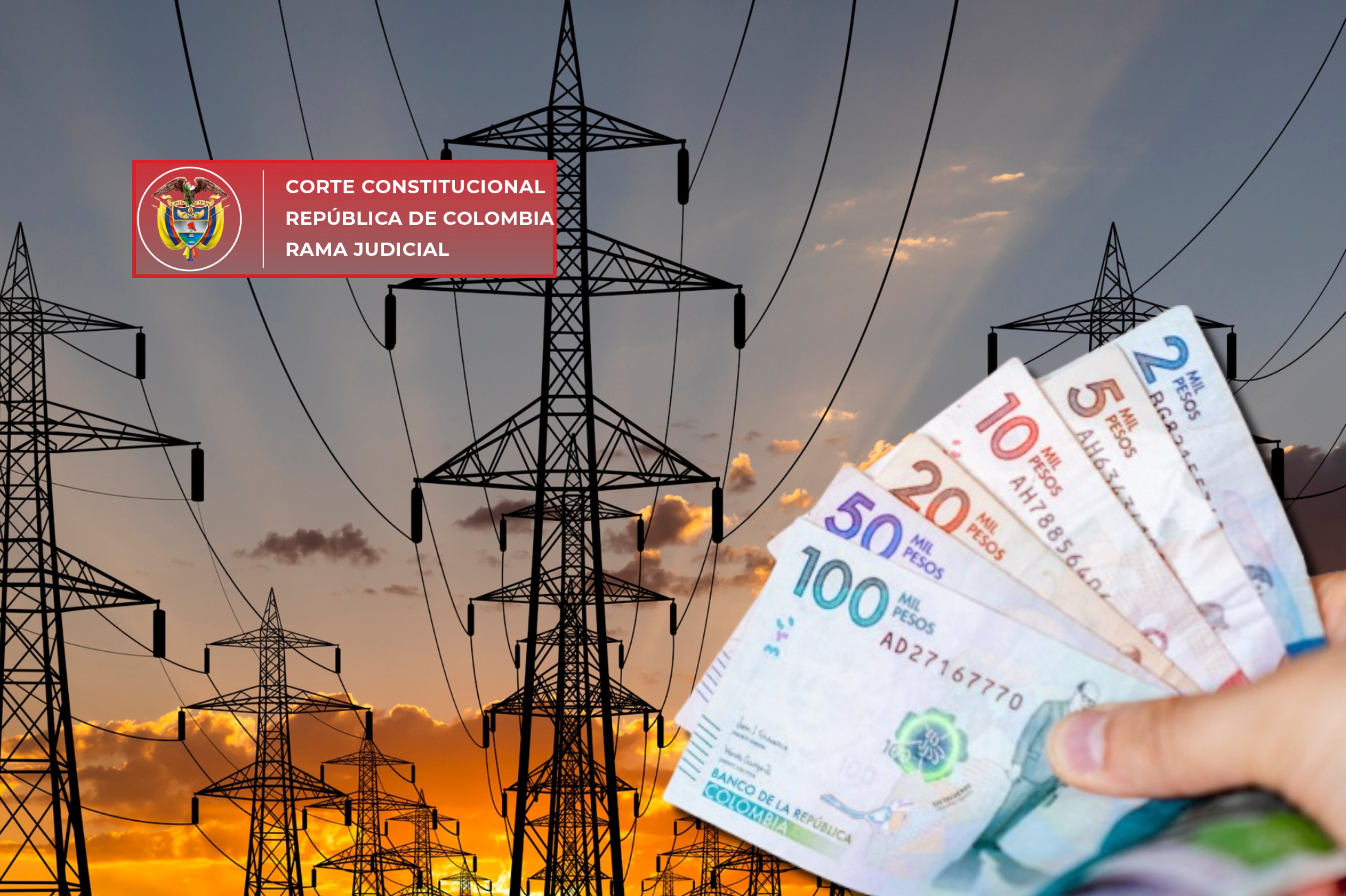 Imagen de referencia. Torres de energía - Pesos colombianos: Getty Images / Corte Constitucional Logo: Pagina Web.