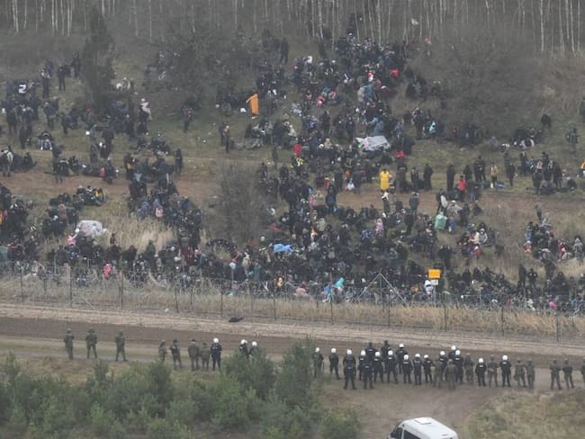 Crisis migratoria en la frontera entre Polonia y Bielorrusia, en Europa.   Foto: Getty