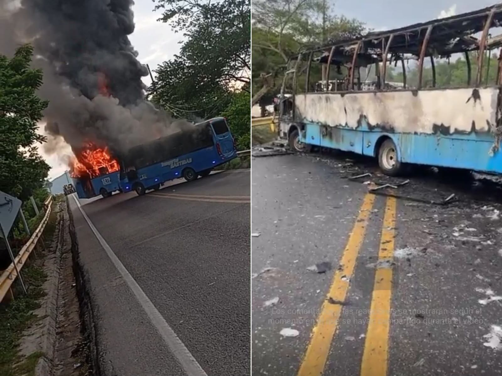Operativo contra las ACSN genera bloqueos y dos buses incinerados en Santa Marta. Foto: suministrada.