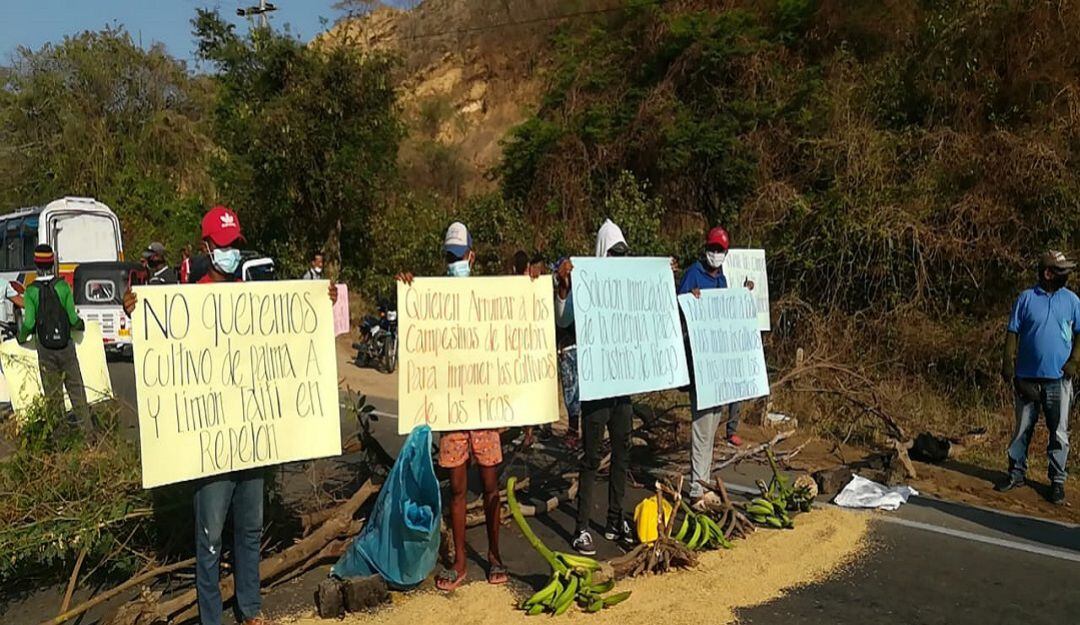 Protesta de los campesinos del municipio de Repelón.