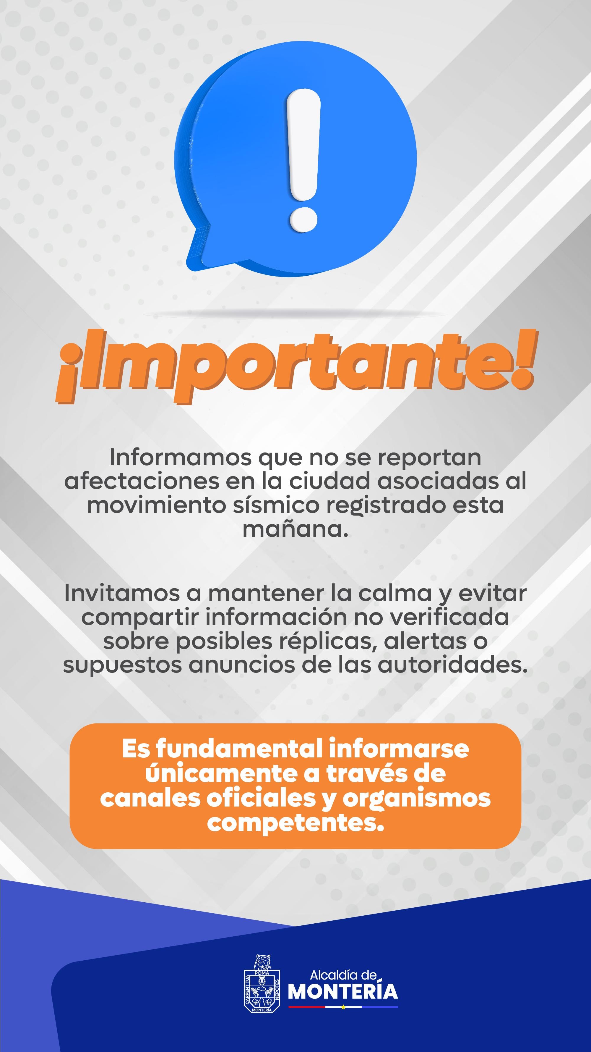 Mensaje de la administración municipal.