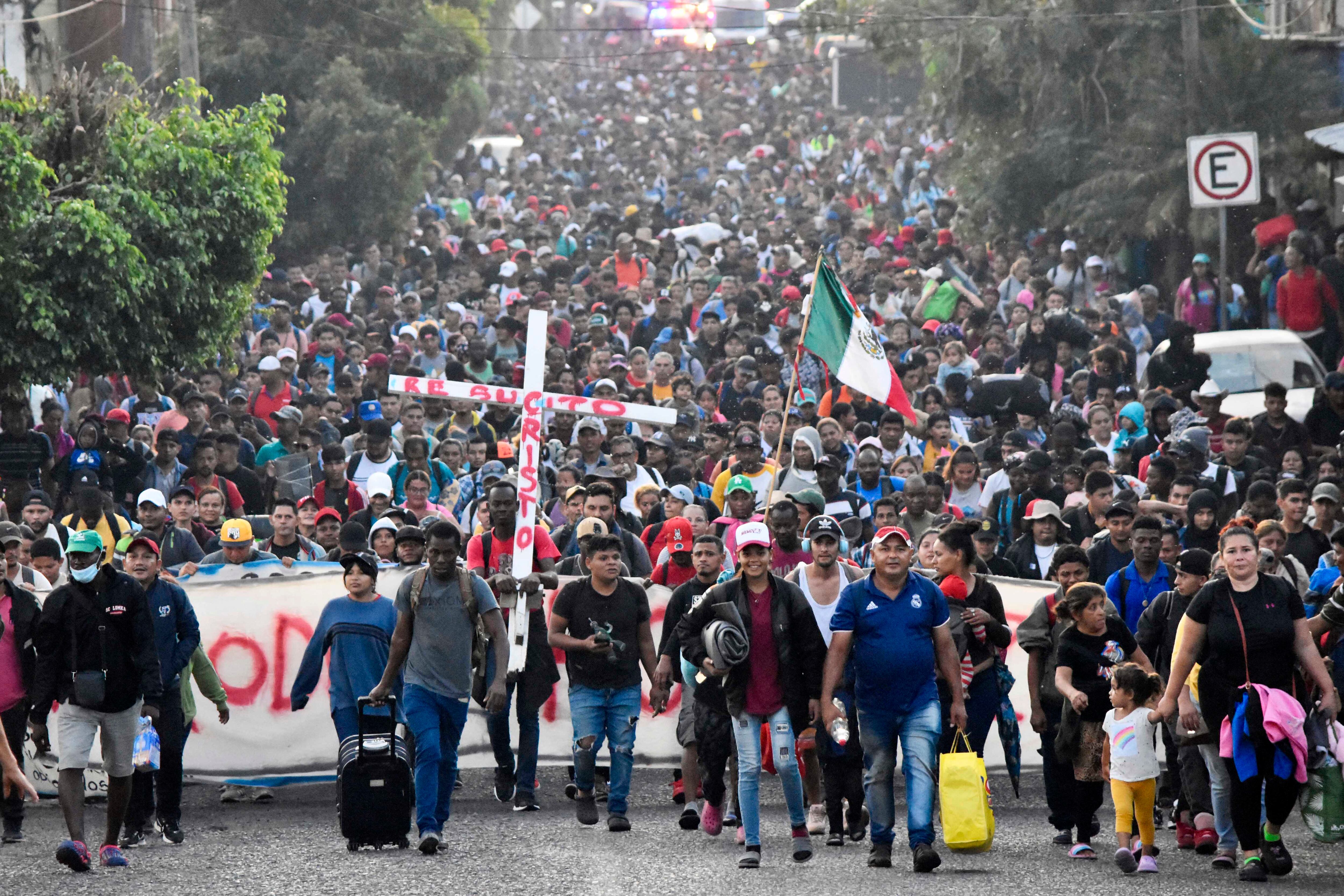 Caravana de migrantes en México. AFP.