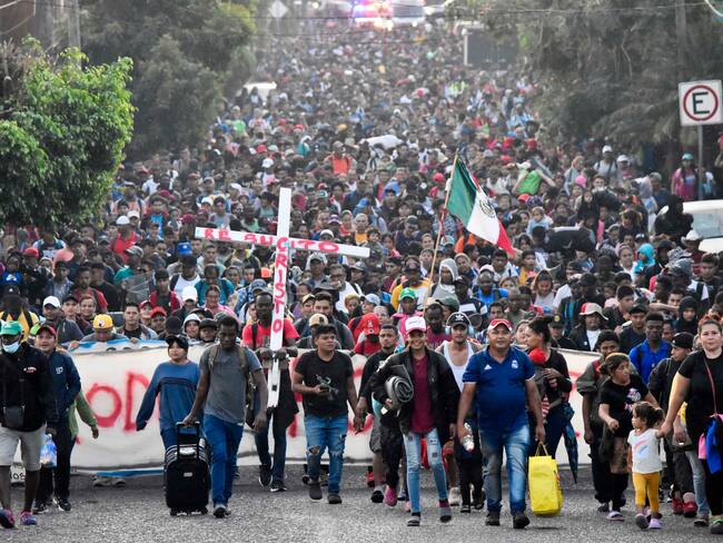 Caravana de migrantes en México. AFP.