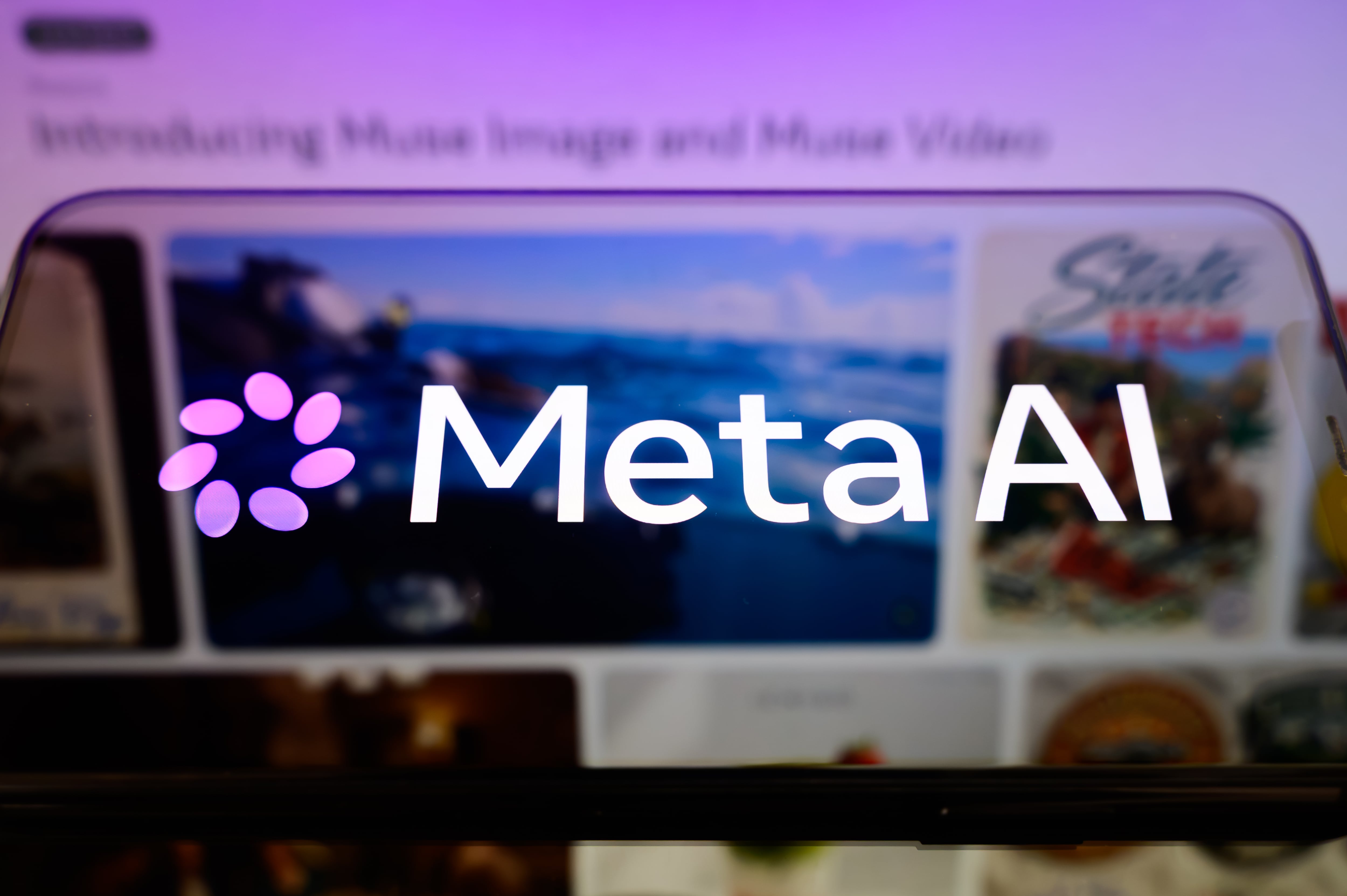 The Meta AI logo is displayed on a smartphone. Imagen tomada de Getty Imagenes (Crédito: NurPhoto / Colaborador)