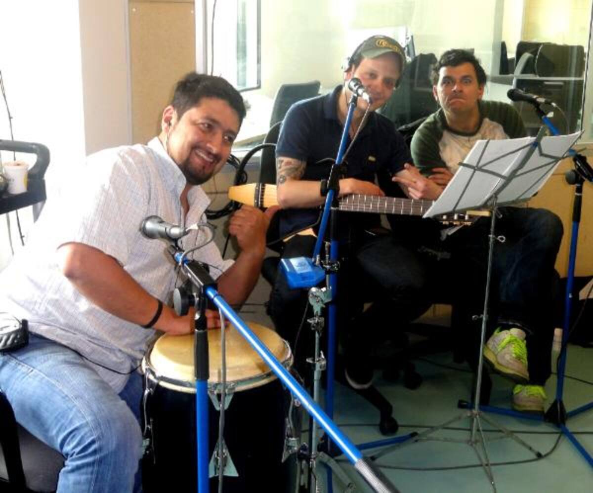 Oscar Delgado, Gigi Posada y Tuto Muñoz. Músicos de La Ventana