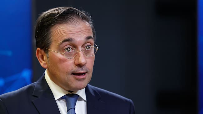 MADRID, 17/02/2025.- El ministro de Asuntos Exteriores, Unión Europea y Cooperación, José Manuel Albares, durante la rueda de prensa posterior a su reunión con el ministro de Relaciones Exteriores de la República Federativa de Brasil, Mauro Vieira, este lunes en el Palacio de Viana. EFE/ Chema Moya