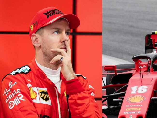 Sebastián Vettel y el monoplaza de Charles Leclerc.