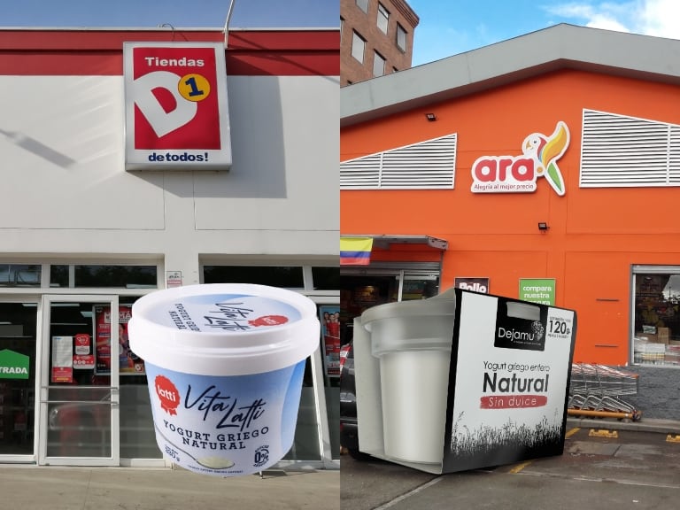Yogur griego del D1 y ARA // Fotos: Google Maps y supermercados